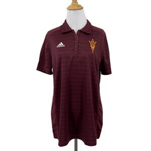 Arizona State Sun Devils Shirt Womens S Small Striped Short Sleeve Polo Adidas